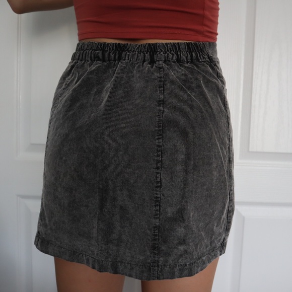 Corduroy Dark Grey Skirt - Picture 2 of 6